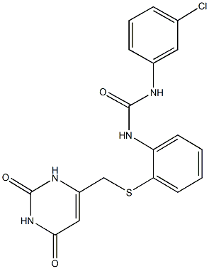 N-(3-chlorophenyl)-N'-(2-{[(2,6-dioxo-1,2,3,6-tetrahydro-4-pyrimidinyl)methyl]sulfanyl}phenyl)urea Struktur