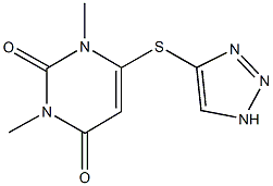 1,3-dimethyl-6-(1H-1,2,3-triazol-4-ylsulfanyl)-2,4(1H,3H)-pyrimidinedione Struktur