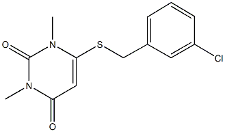 6-[(3-chlorobenzyl)sulfanyl]-1,3-dimethyl-2,4(1H,3H)-pyrimidinedione Struktur