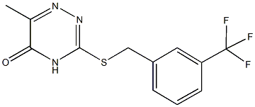 6-methyl-3-{[3-(trifluoromethyl)benzyl]sulfanyl}-1,2,4-triazin-5(4H)-one Struktur