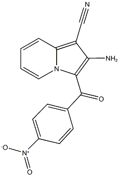 2-amino-3-{4-nitrobenzoyl}-1-indolizinecarbonitrile Struktur