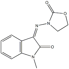 1-methyl-3-[(2-oxo-1,3-oxazolidin-3-yl)imino]-1,3-dihydro-2H-indol-2-one Struktur