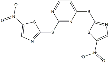 2,4-bis({5-nitro-1,3-thiazol-2-yl}sulfanyl)pyrimidine Struktur