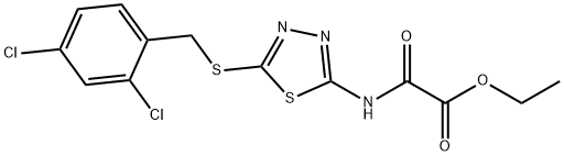 ethyl ({5-[(2,4-dichlorobenzyl)sulfanyl]-1,3,4-thiadiazol-2-yl}amino)(oxo)acetate Struktur