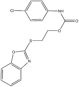 2-(1,3-benzoxazol-2-ylsulfanyl)ethyl 4-chlorophenylcarbamate Struktur