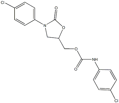 [3-(4-chlorophenyl)-2-oxo-1,3-oxazolidin-5-yl]methyl 4-chlorophenylcarbamate Struktur