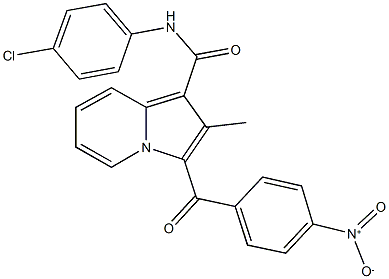 N-(4-chlorophenyl)-3-{4-nitrobenzoyl}-2-methyl-1-indolizinecarboxamide Struktur