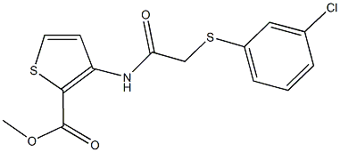 methyl 3-({[(3-chlorophenyl)sulfanyl]acetyl}amino)-2-thiophenecarboxylate Struktur