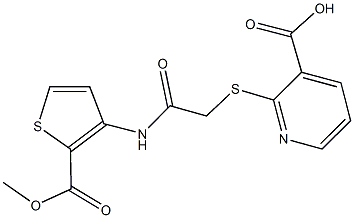 2-[(2-{[2-(methoxycarbonyl)-3-thienyl]amino}-2-oxoethyl)sulfanyl]nicotinic acid Struktur