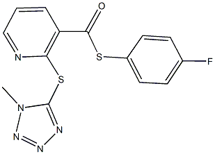 S-(4-fluorophenyl) 2-[(1-methyl-1H-tetraazol-5-yl)sulfanyl]-3-pyridinecarbothioate Struktur