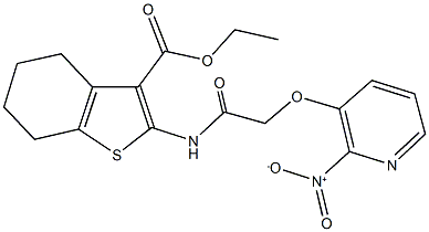 ethyl 2-{[({2-nitro-3-pyridinyl}oxy)acetyl]amino}-4,5,6,7-tetrahydro-1-benzothiophene-3-carboxylate Struktur