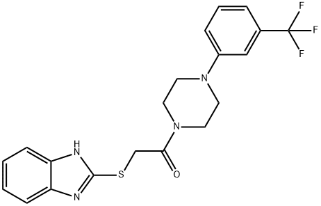 2-[(2-oxo-2-{4-[3-(trifluoromethyl)phenyl]-1-piperazinyl}ethyl)sulfanyl]-1H-benzimidazole Struktur