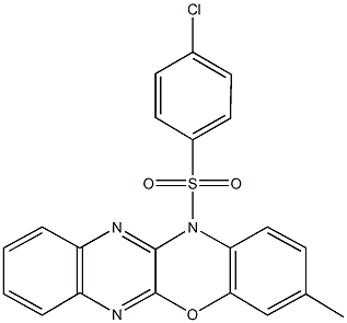 12-[(4-chlorophenyl)sulfonyl]-3-methyl-12H-quinoxalino[2,3-b][1,4]benzoxazine Struktur