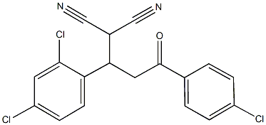 2-[3-(4-chlorophenyl)-1-(2,4-dichlorophenyl)-3-oxopropyl]malononitrile Struktur