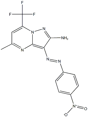 2-amino-3-({4-nitrophenyl}diazenyl)-5-methyl-7-(trifluoromethyl)pyrazolo[1,5-a]pyrimidine Struktur