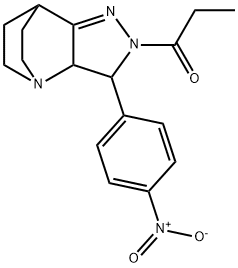 3-{4-nitrophenyl}-4-propionyl-1,4,5-triazatricyclo[5.2.2.0~2,6~]undec-5-ene Struktur