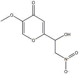 2-{1-hydroxy-2-nitroethyl}-5-methoxy-4H-pyran-4-one Struktur