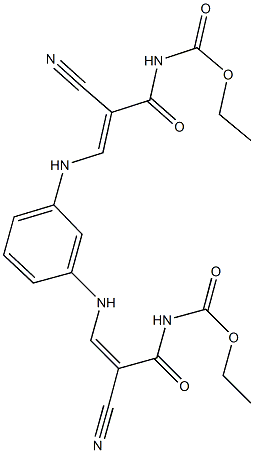 ethyl 2-cyano-3-[3-({2-cyano-3-[(ethoxycarbonyl)amino]-3-oxo-1-propenyl}amino)anilino]acryloylcarbamate Struktur