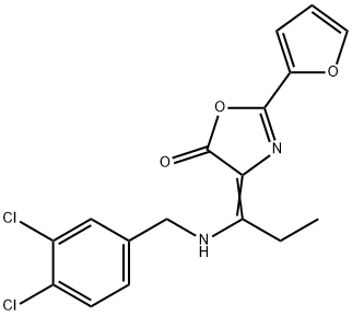 4-{1-[(3,4-dichlorobenzyl)amino]propylidene}-2-(2-furyl)-1,3-oxazol-5(4H)-one Struktur