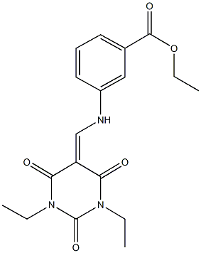 ethyl 3-{[(1,3-diethyl-2,4,6-trioxotetrahydro-5(2H)-pyrimidinylidene)methyl]amino}benzoate Struktur