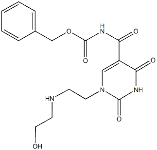 benzyl (1-{2-[(2-hydroxyethyl)amino]ethyl}-2,4-dioxo-1,2,3,4-tetrahydro-5-pyrimidinyl)carbonylcarbamate Struktur