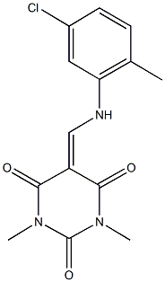 5-[(5-chloro-2-methylanilino)methylene]-1,3-dimethyl-2,4,6(1H,3H,5H)-pyrimidinetrione Struktur