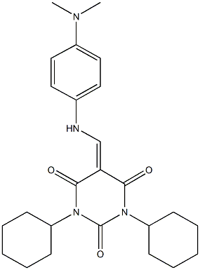 1,3-dicyclohexyl-5-{[4-(dimethylamino)anilino]methylene}-2,4,6(1H,3H,5H)-pyrimidinetrione Struktur