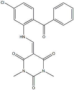 5-[(2-benzoyl-5-chloroanilino)methylene]-1,3-dimethyl-2,4,6(1H,3H,5H)-pyrimidinetrione Struktur