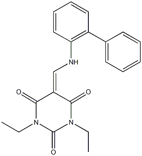 5-[([1,1'-biphenyl]-2-ylamino)methylene]-1,3-diethyl-2,4,6(1H,3H,5H)-pyrimidinetrione Struktur