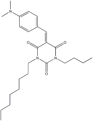 1-butyl-5-[4-(dimethylamino)benzylidene]-3-octyl-2,4,6(1H,3H,5H)-pyrimidinetrione Struktur