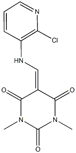 5-{[(2-chloro-3-pyridinyl)amino]methylene}-1,3-dimethyl-2,4,6(1H,3H,5H)-pyrimidinetrione Struktur