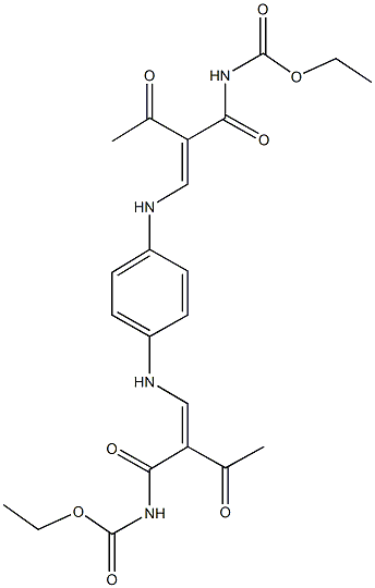 ethyl 2-acetyl-3-{4-[(2-{[(ethoxycarbonyl)amino]carbonyl}-3-oxo-1-butenyl)amino]anilino}acryloylcarbamate Struktur