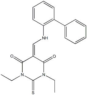 5-[([1,1'-biphenyl]-2-ylamino)methylene]-1,3-diethyl-2-thioxodihydro-4,6(1H,5H)-pyrimidinedione Struktur