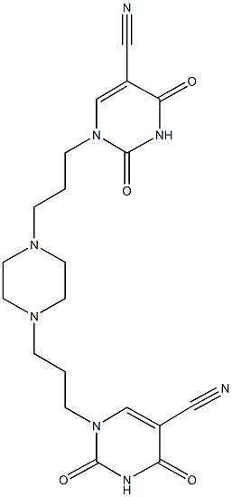 1-(3-{4-[3-(5-cyano-2,4-dioxo-3,4-dihydro-1(2H)-pyrimidinyl)propyl]-1-piperazinyl}propyl)-2,4-dioxo-1,2,3,4-tetrahydro-5-pyrimidinecarbonitrile Struktur