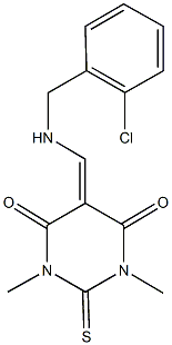 5-{[(2-chlorobenzyl)amino]methylene}-1,3-dimethyl-2-thioxodihydro-4,6(1H,5H)-pyrimidinedione Struktur