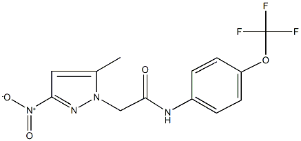 2-{3-nitro-5-methyl-1H-pyrazol-1-yl}-N-[4-(trifluoromethoxy)phenyl]acetamide Struktur