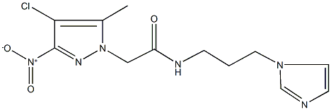 2-{4-chloro-3-nitro-5-methyl-1H-pyrazol-1-yl}-N-[3-(1H-imidazol-1-yl)propyl]acetamide Struktur