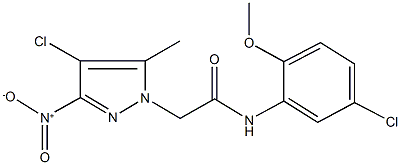 2-{4-chloro-3-nitro-5-methyl-1H-pyrazol-1-yl}-N-(5-chloro-2-methoxyphenyl)acetamide Struktur