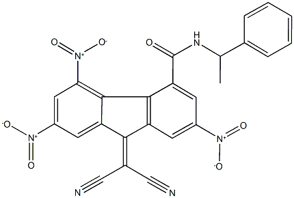 9-(dicyanomethylene)-2,5,7-trisnitro-N-(1-phenylethyl)-9H-fluorene-4-carboxamide Struktur