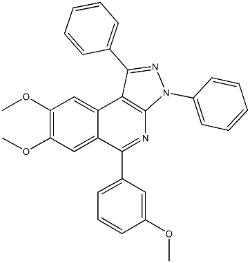 7,8-dimethoxy-5-(3-methoxyphenyl)-1,3-diphenyl-3H-pyrazolo[3,4-c]isoquinoline Struktur