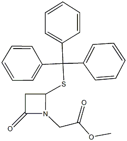 methyl [2-oxo-4-(tritylsulfanyl)-1-azetidinyl]acetate Struktur