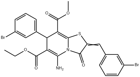 6-ethyl 8-methyl 5-amino-2-(3-bromobenzylidene)-7-(3-bromophenyl)-3-oxo-2,3-dihydro-7H-[1,3]thiazolo[3,2-a]pyridine-6,8-dicarboxylate Struktur