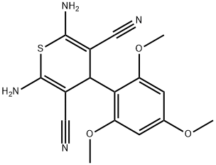 2,6-diamino-4-(2,4,6-trimethoxyphenyl)-4H-thiopyran-3,5-dicarbonitrile Struktur