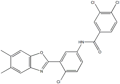 3,4-dichloro-N-[4-chloro-3-(5,6-dimethyl-1,3-benzoxazol-2-yl)phenyl]benzamide Struktur