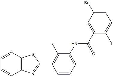 N-[3-(1,3-benzothiazol-2-yl)-2-methylphenyl]-5-bromo-2-iodobenzamide Struktur