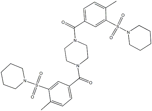 1,4-bis[4-methyl-3-(1-piperidinylsulfonyl)benzoyl]piperazine Struktur