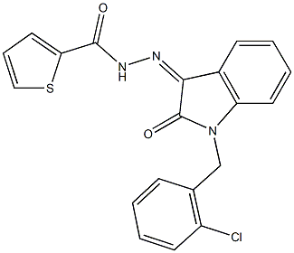 N'-[1-(2-chlorobenzyl)-2-oxo-1,2-dihydro-3H-indol-3-ylidene]-2-thiophenecarbohydrazide Struktur