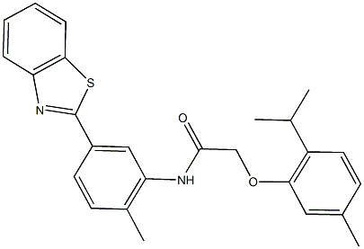 N-[5-(1,3-benzothiazol-2-yl)-2-methylphenyl]-2-(2-isopropyl-5-methylphenoxy)acetamide Struktur