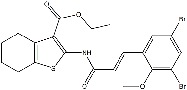 ethyl 2-{[3-(3,5-dibromo-2-methoxyphenyl)acryloyl]amino}-4,5,6,7-tetrahydro-1-benzothiophene-3-carboxylate Struktur