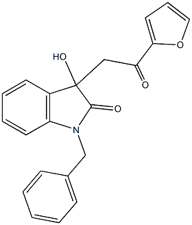 1-benzyl-3-[2-(2-furyl)-2-oxoethyl]-3-hydroxy-1,3-dihydro-2H-indol-2-one Struktur